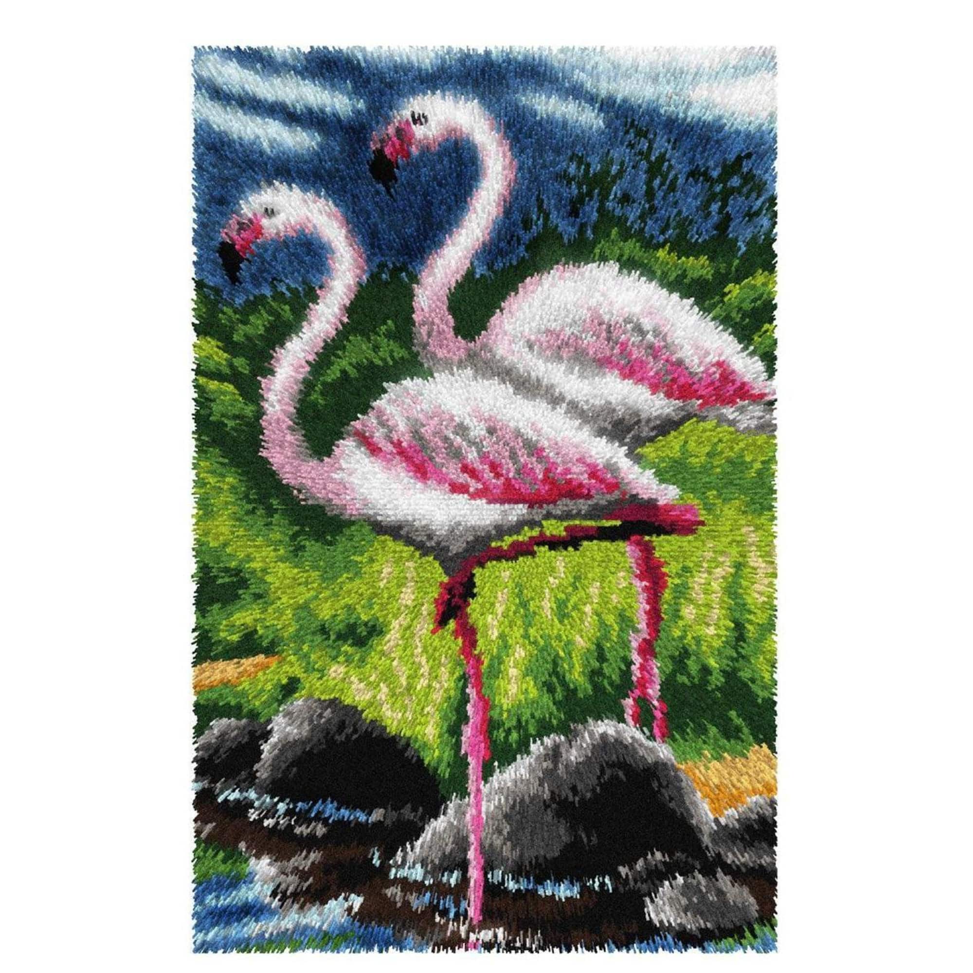 Orchidea Flamingos Latch-Hook Rug Kit